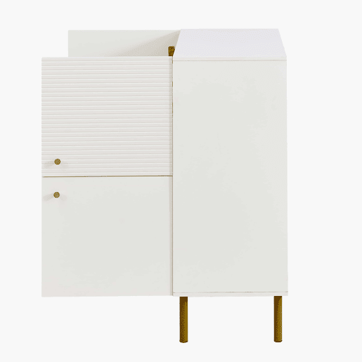 Aparador moderno - MDF com puxadores em liga de zinco e pés em aço, design elegante para a sala de estar, quarto e hall de entrada - Branco