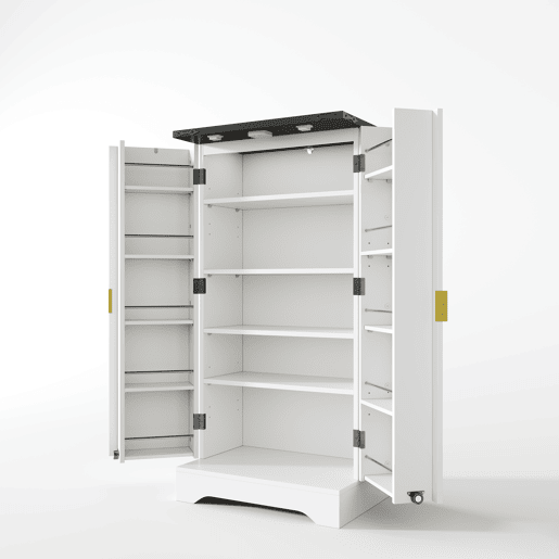Aparador 120x60,5x40 cm - Com luz LED, prateleiras ajustáveis, design moderno - Branco