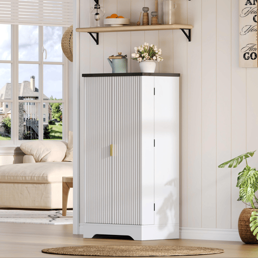 Aparador 120x60,5x40 cm - Com luz LED, prateleiras ajustáveis, design moderno - Branco