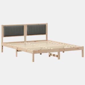 Estrutura de Cama de casal moderno com Cabeceira Estofada Cinza Escuro