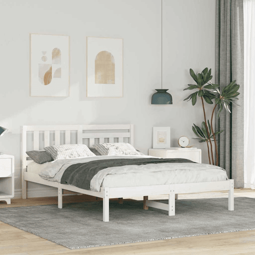 Estrutura da Cama de casal simple com cabeceira Branco 135 x 190 cm