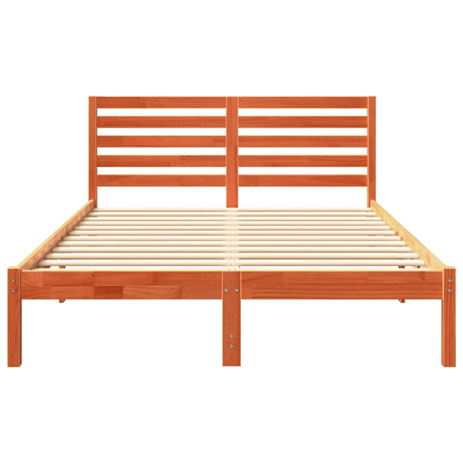 Estrutura de cama de casal simple com cabeceira - Marrom Cera 135 x 190 cm