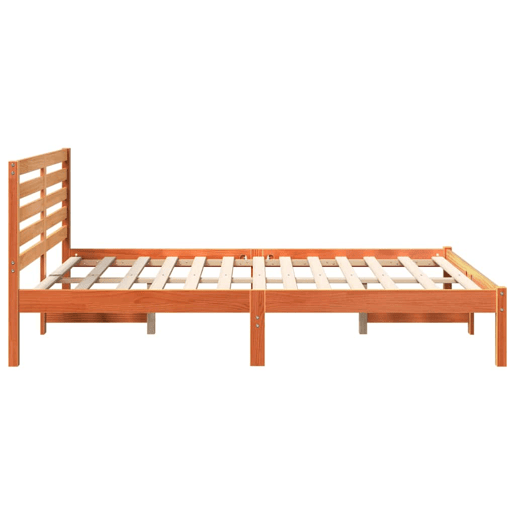 Estrutura de cama de casal simple com cabeceira - Marrom Cera 135 x 190 cm