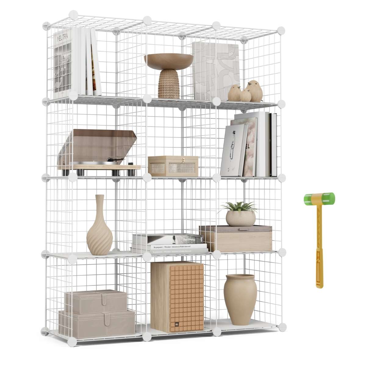 Estantería modular titan c12 newlux blanco metálica 12 cubos (125x94,5x31,5 cm)
