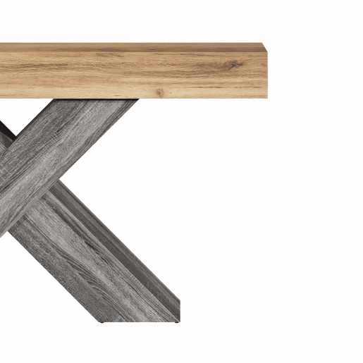 Mesa de console estreita - pés em X, efeito madeira, tampo em aglomerado, para a entrada e a sala de estar, mesa auxiliar - Natural