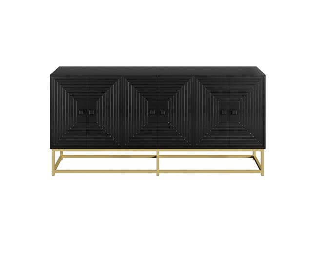 Aparador 3 puertas dobles - gran capacidad, superficie mate - negro
