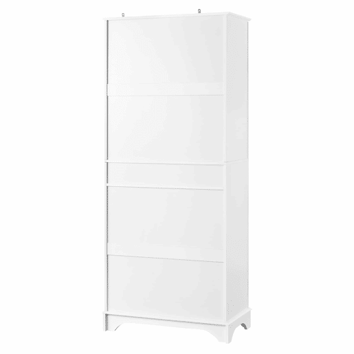 Armário alto multifuncional - prateleiras ajustáveis e gavetas - portas tipo frigorífico - Branco