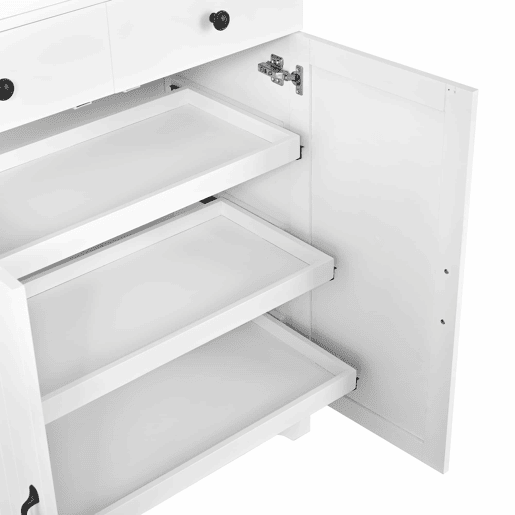 Armário alto multifuncional - prateleiras ajustáveis e gavetas - portas tipo frigorífico - Branco