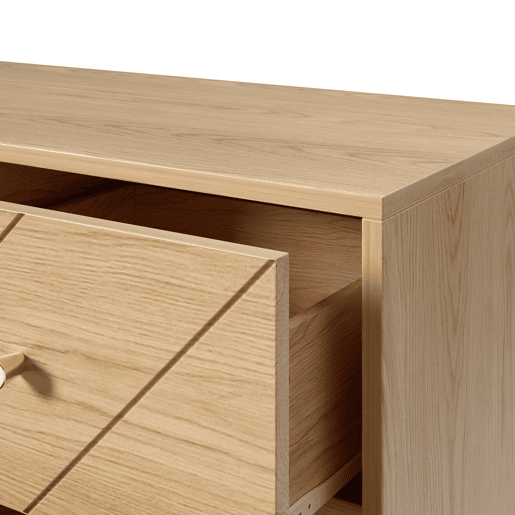 Cômoda moderna com 9 gavetas - Design geométrico elegante - Cor natural