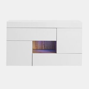 Aparador alto brilho - com vitrines, gavetas e iluminação LED multicolorida
