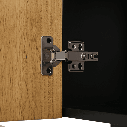 Aparador 160 cm - grande capacidade de armazenamento, design geométrico, prateleira ajustável - PretoMadeira