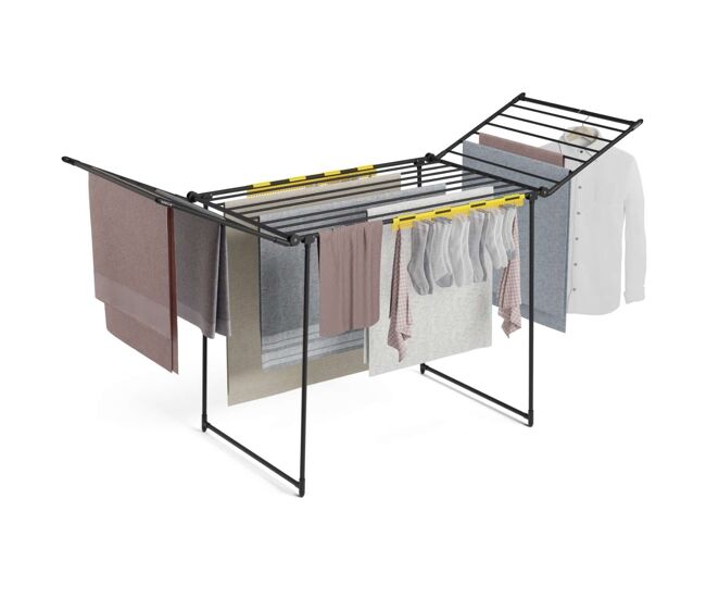 Tendedero plegable bold v22 newlux negro con alas 180x55x112 cm, 26m de secado, 25kg de carga