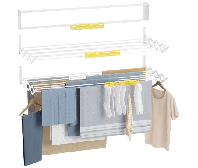 Tendedero plegable pared wall v120 newlux blanco (120 x 60 x 19 cm) con capacidad para 102 m / 12 kg
