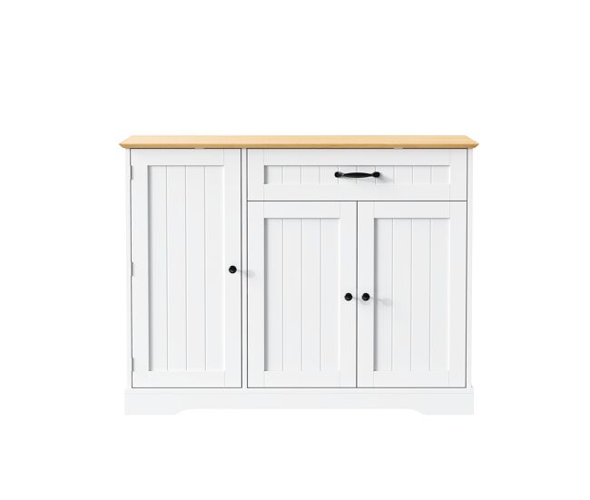 Aparador 3 puertas 1 cajón - moderno y elegante - blanco+natural