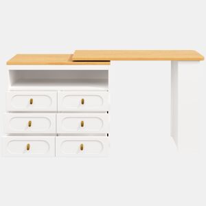 Aparador 137-203 cm - Design moderno com arrumação e função extensível - Branco