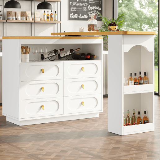 Aparador 137-203 cm - Design moderno com arrumação e função extensível - Branco