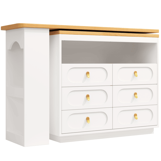 Aparador 137-203 cm - Design moderno com arrumação e função extensível - Branco