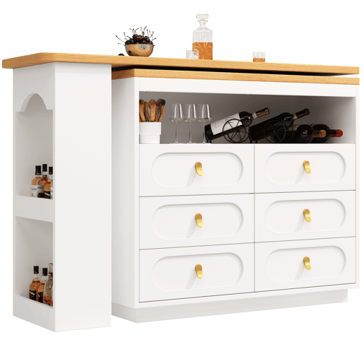 Aparador 137-203 cm - Design moderno com arrumação e função extensível - Branco