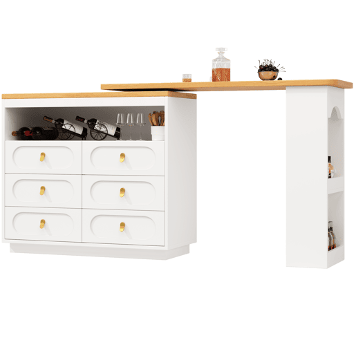 Aparador 137-203 cm - Design moderno com arrumação e função extensível - Branco