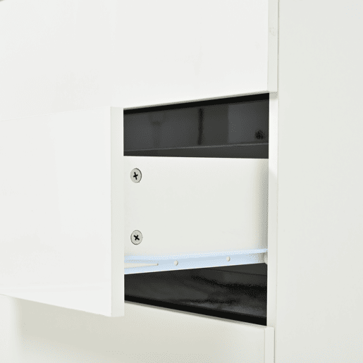 Aparador 140x39,5x78,5 cm - 6 gavetas, 3 pés metálicos, alta capacidade - Branco Aparador 140x39,5x78,5 cm - 6 gavetas, 3 pés metálicos, alta capacidade - Branco