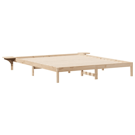 Estrutura de Cama de casal moderno com Mesas Laterais Natural 200 x 220 cm