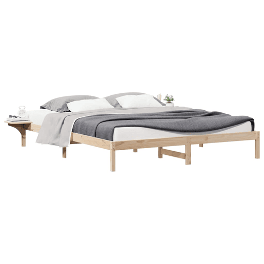 Estrutura de Cama de casal moderno com Mesas Laterais Natural 200 x 220 cm