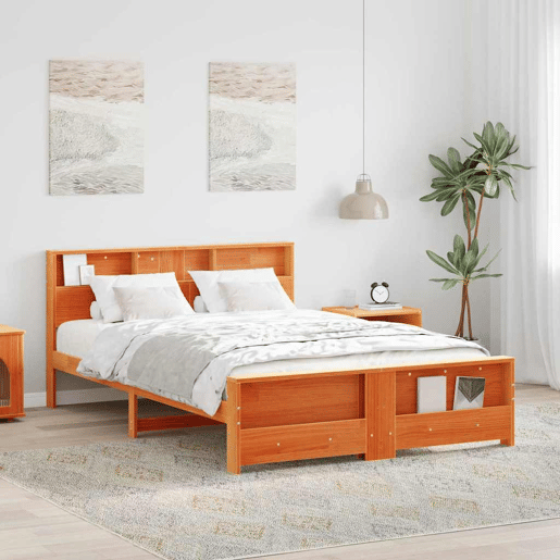 Estrutura da Cama de casal simple Marrom Cera 140 x 200 cm Madeira processada
