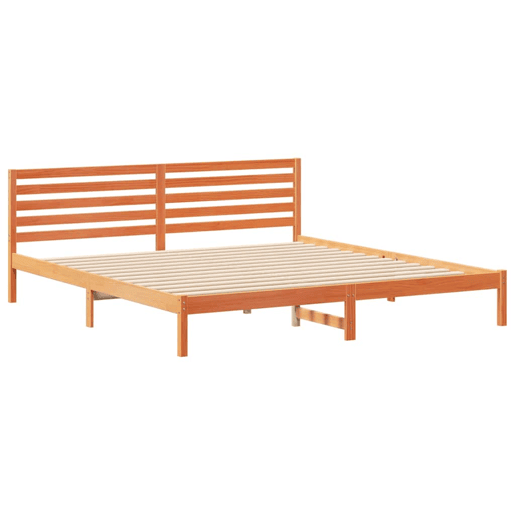 Estrutura de cama de casal simple com cabeceira - Marrom Cera 180 x 210 cm