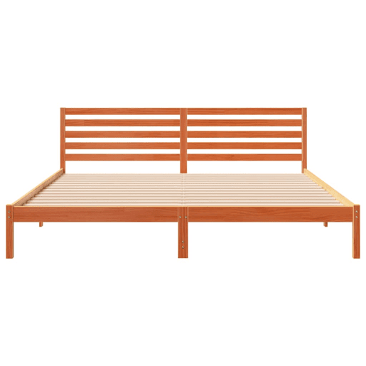 Estrutura de cama de casal simple com cabeceira - Marrom Cera 180 x 210 cm