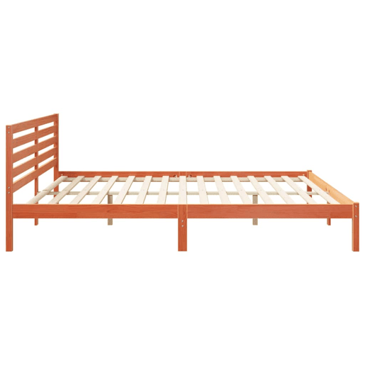 Estrutura de cama de casal simple com cabeceira - Marrom Cera 180 x 210 cm