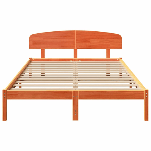 Estrutura de cama de casal simple com cabeceira - Marrom Cera 140 x 200 cm