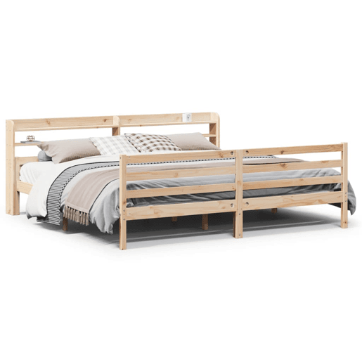 Estrutura de Cama de casal moderno com cabeceira 200x200 cm pinho maciço Estrutura de Cama de casal moderno com cabeceira 200x200 cm pinho maciço