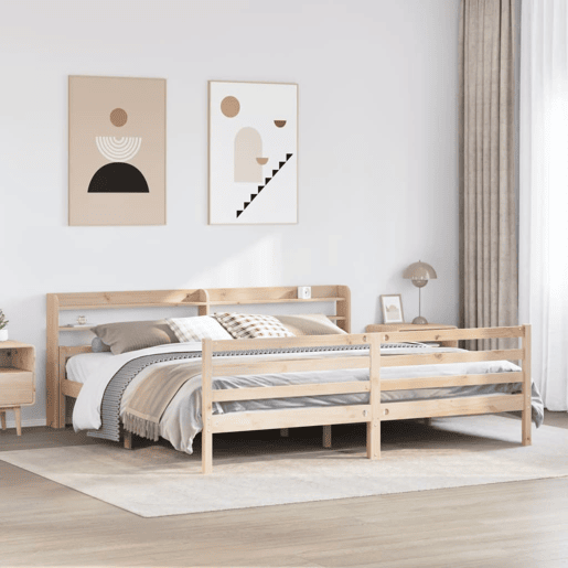 Estrutura de Cama de casal moderno com cabeceira 200x200 cm pinho maciço Estrutura de Cama de casal moderno com cabeceira 200x200 cm pinho maciço