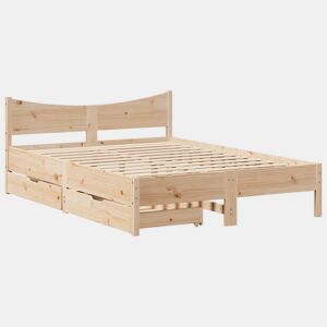 Estrutura De Cama De Casal Moderno c gavetas - 140x190 cm madeira de pinho maciça