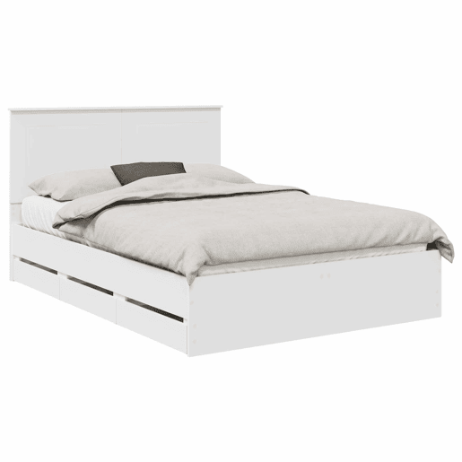 Estrutura De Cama De Casal Moderno - Branco 140 x 190 cm Madeira de Engenharia
