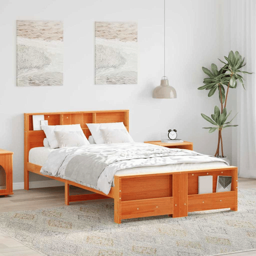 Estrutura da Cama de casal simple Marrom Cera 135 x 190 cm Madeira processada