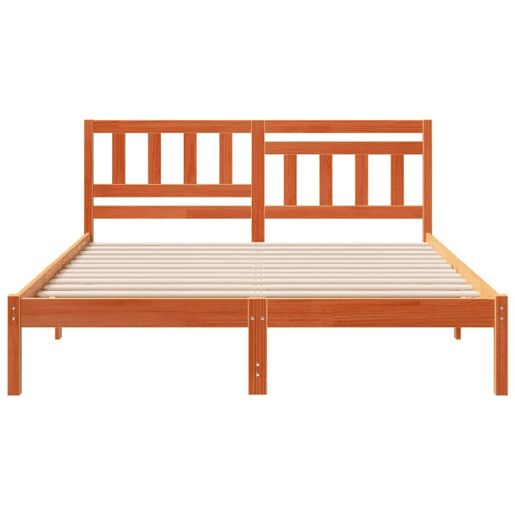 Estrutura de cama de casal simple com cabeceira - Marrom Cera 160 x 200 cm