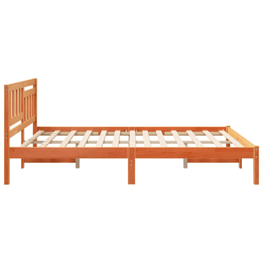 Estrutura de cama de casal simple com cabeceira - Marrom Cera 160 x 200 cm