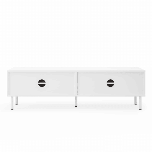 Móvel para TV de 180 cm - moderno, com espaço de arrumação, acabamento mate, gestão de cabos, design minimalista - branco