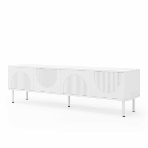 Móvel para TV de 180 cm - moderno, com espaço de arrumação, acabamento mate, gestão de cabos, design minimalista - branco