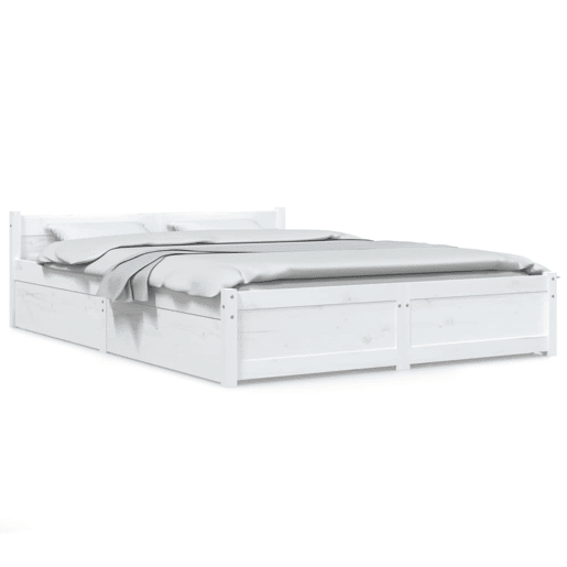 Estrutura de Cama de casal moderno com gavetas - 150x200cm tamanho King branco Estrutura de Cama de casal moderno com gavetas - 150x200cm tamanho King branco