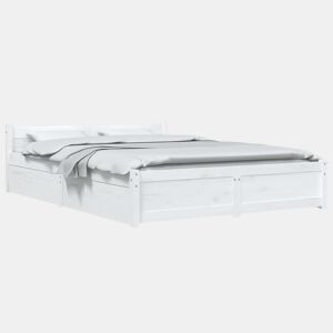 Estrutura de Cama de casal moderno com gavetas - 150x200cm tamanho King branco
