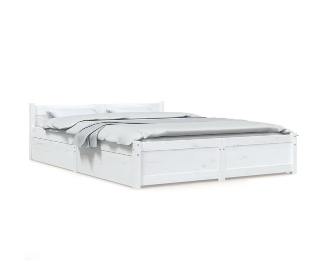 Estructura de cama doble matrimonial con cajones blanco 150x200 cm