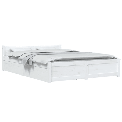 Estrutura de Cama de casal moderno com gavetas - 150x200cm tamanho King branco Estrutura de Cama de casal moderno com gavetas - 150x200cm tamanho King branco