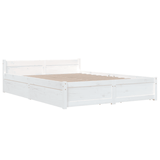 Estrutura de Cama de casal moderno com gavetas - 150x200cm tamanho King branco Estrutura de Cama de casal moderno com gavetas - 150x200cm tamanho King branco
