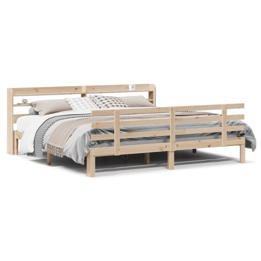 Estrutura de Cama de casal moderno com cabeceira 200x200 cm pinho maciço