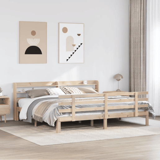 Estrutura de Cama de casal moderno com cabeceira 200x200 cm pinho maciço
