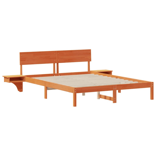 Estrutura de cama de casal simple com cabeceira - Marrom Cera 150 x 200 cm