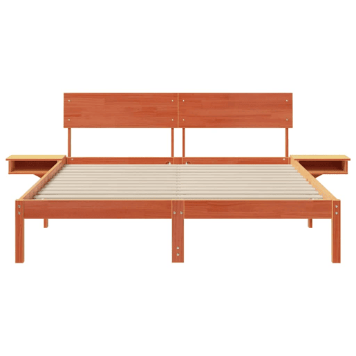 Estrutura de cama de casal simple com cabeceira - Marrom Cera 150 x 200 cm