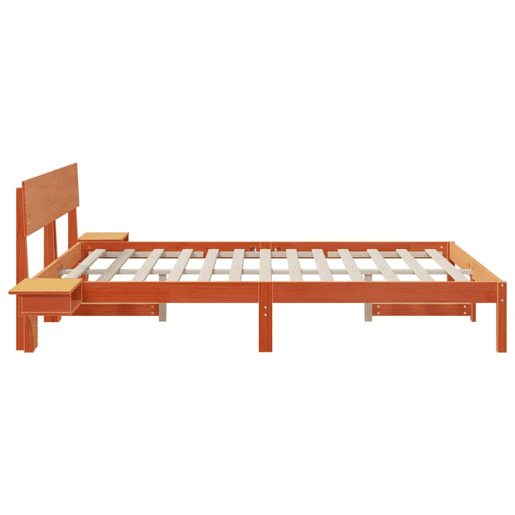 Estrutura de cama de casal simple com cabeceira - Marrom Cera 150 x 200 cm